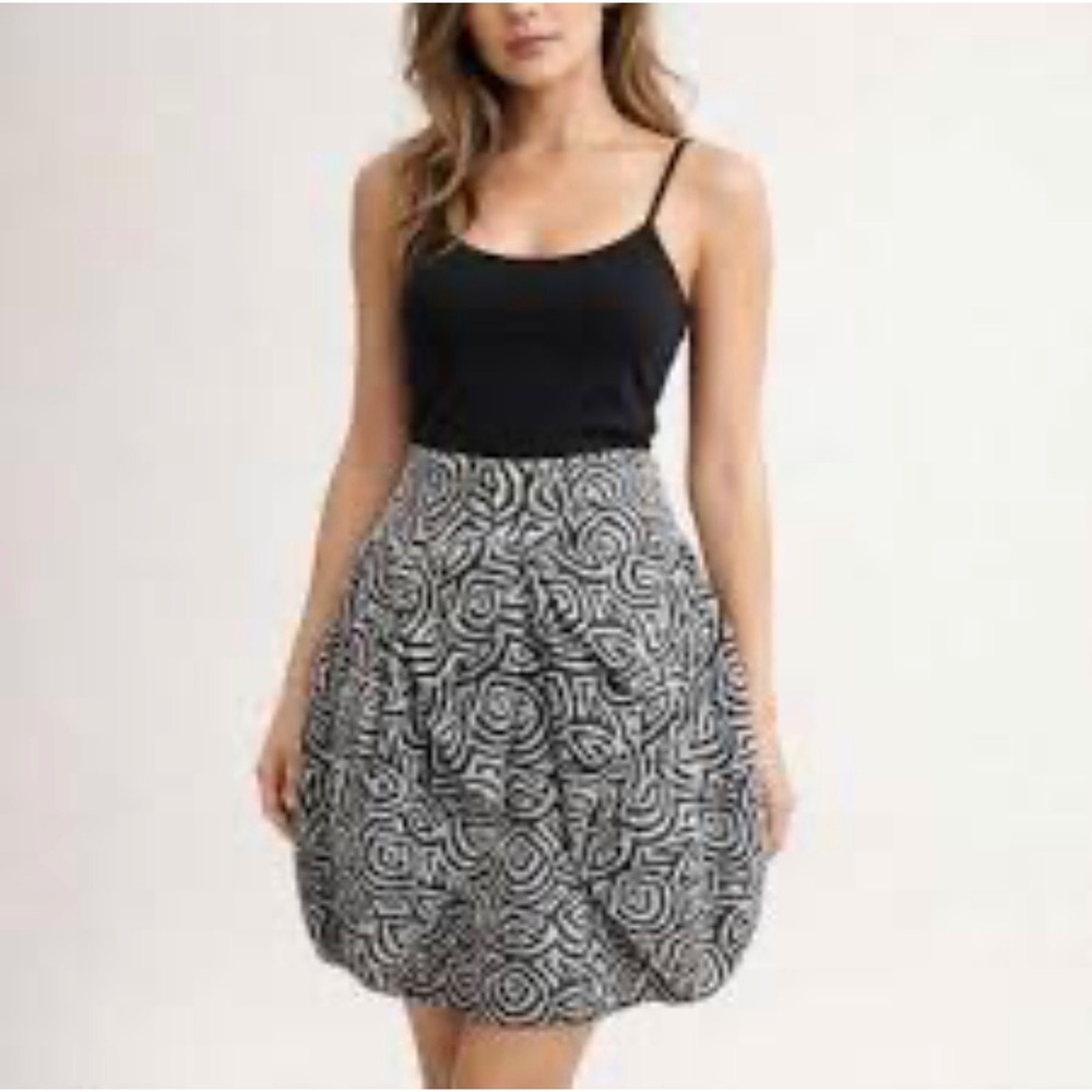 Eva Franco Jacquard Bubble Skirt Black White Geometric Mod Art Indie Size 6